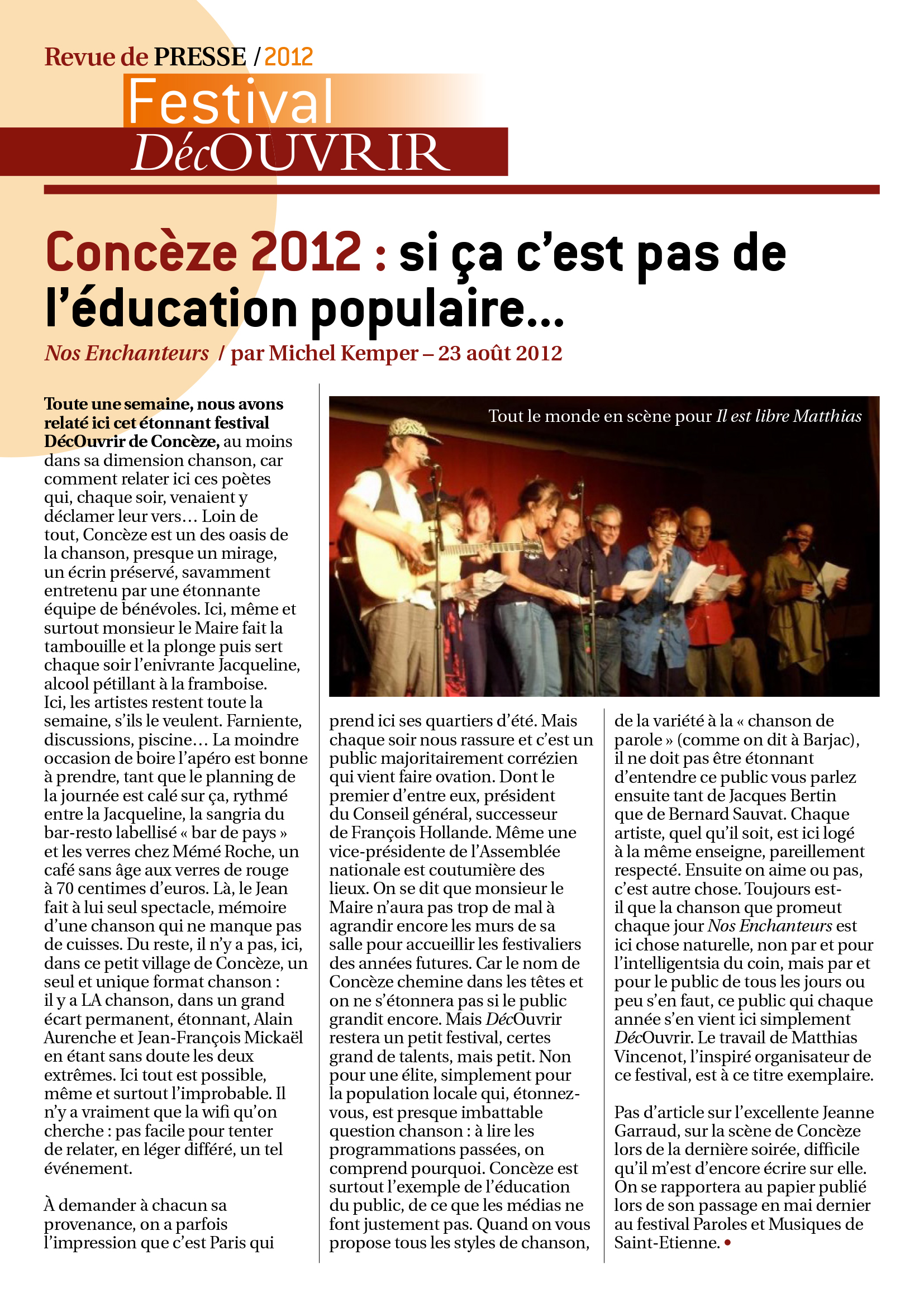 Revue de Presse FDC 2012-2